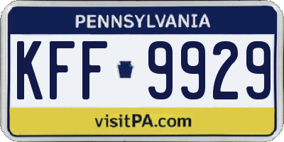 PA license plate KFF9929
