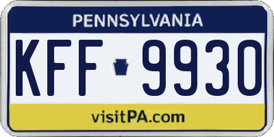 PA license plate KFF9930