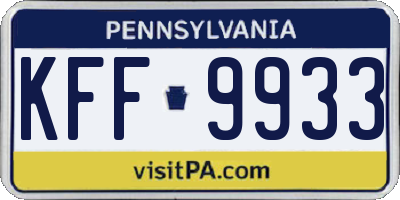 PA license plate KFF9933