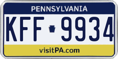 PA license plate KFF9934