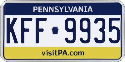 PA license plate KFF9935