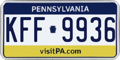 PA license plate KFF9936