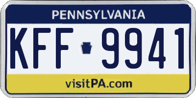 PA license plate KFF9941