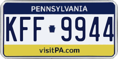 PA license plate KFF9944
