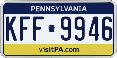 PA license plate KFF9946