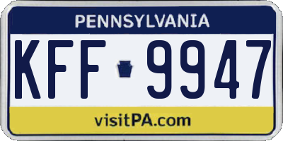 PA license plate KFF9947