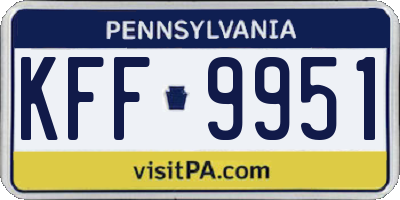 PA license plate KFF9951