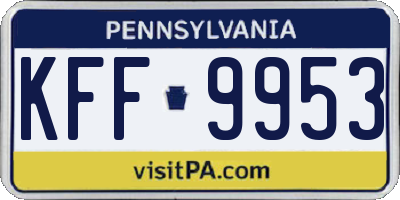 PA license plate KFF9953