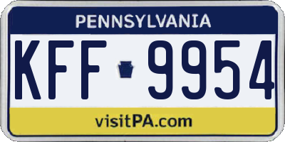 PA license plate KFF9954