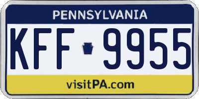 PA license plate KFF9955