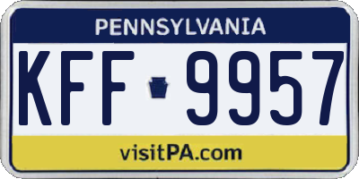PA license plate KFF9957