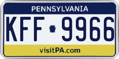 PA license plate KFF9966