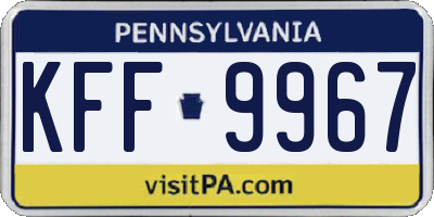 PA license plate KFF9967