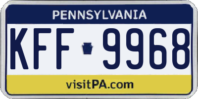 PA license plate KFF9968