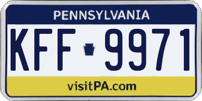 PA license plate KFF9971