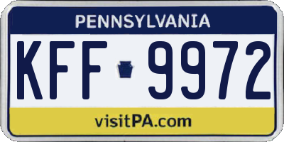 PA license plate KFF9972