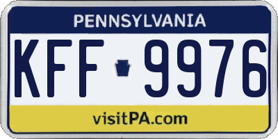 PA license plate KFF9976