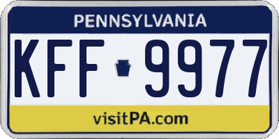PA license plate KFF9977