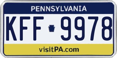 PA license plate KFF9978