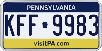 PA license plate KFF9983