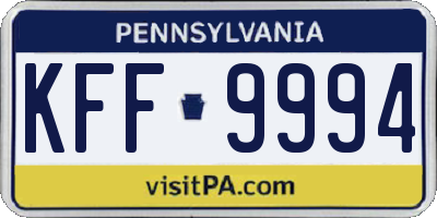 PA license plate KFF9994