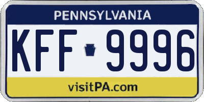 PA license plate KFF9996