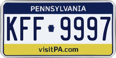 PA license plate KFF9997