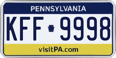 PA license plate KFF9998