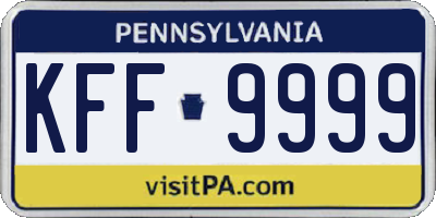 PA license plate KFF9999