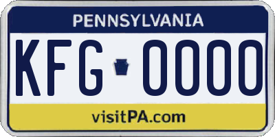 PA license plate KFG0000