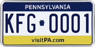 PA license plate KFG0001