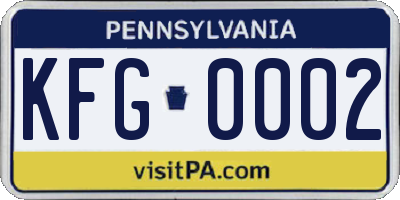 PA license plate KFG0002