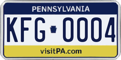 PA license plate KFG0004