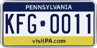 PA license plate KFG0011