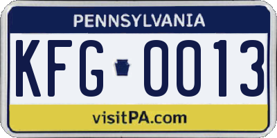PA license plate KFG0013