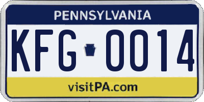 PA license plate KFG0014