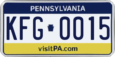 PA license plate KFG0015