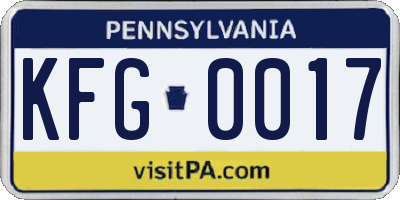 PA license plate KFG0017