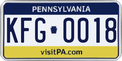 PA license plate KFG0018