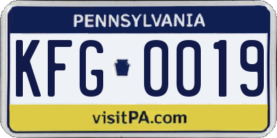 PA license plate KFG0019