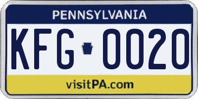 PA license plate KFG0020