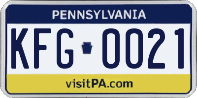 PA license plate KFG0021