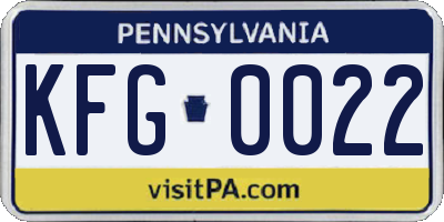 PA license plate KFG0022