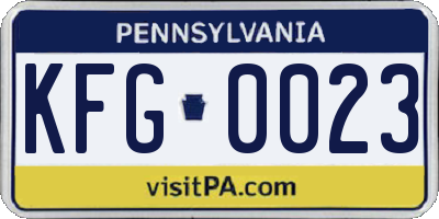 PA license plate KFG0023