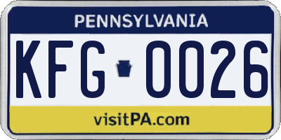 PA license plate KFG0026