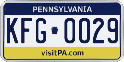 PA license plate KFG0029