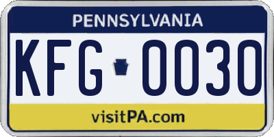 PA license plate KFG0030