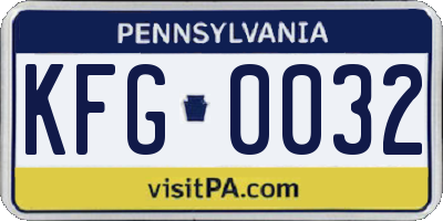 PA license plate KFG0032