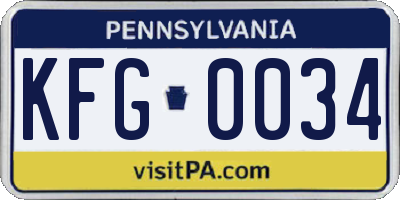 PA license plate KFG0034