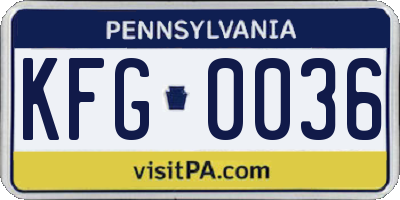 PA license plate KFG0036